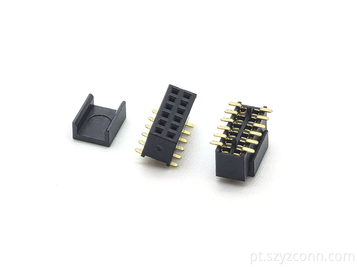 fileira dupla SMT fêmea do conector do encabeçamento do passo de 1.27mm com colunas internas circulares H3.4mm 2*6P 1.27mm Pitch Female Header Connector Dual Row SMT With Circular Inner Columns H3.4mm 2*6P